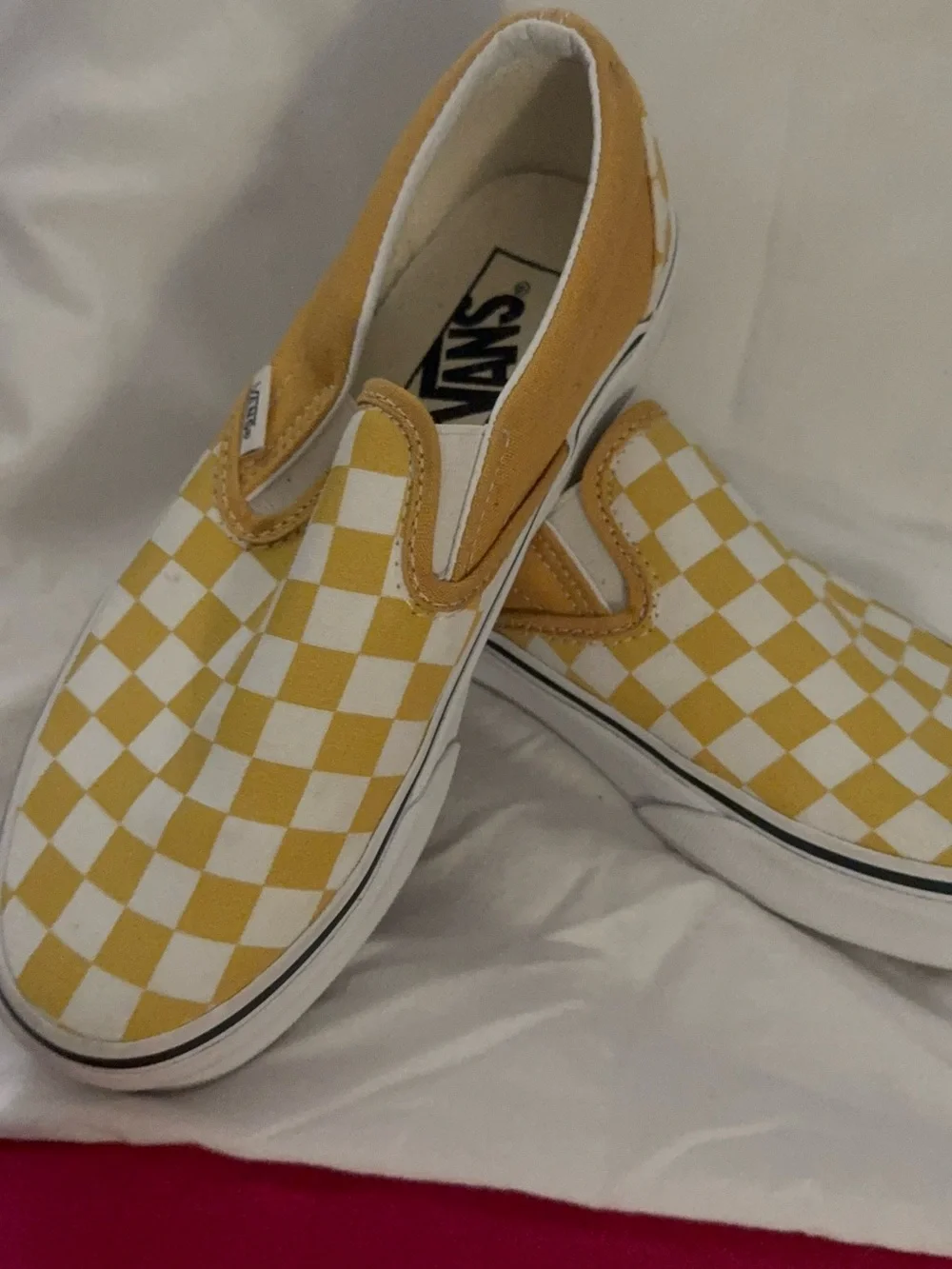 Women’s Vans Classic Checkerboard Slip-On Sneakers - Yellow & White